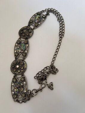 Silver-Tone Abalone Accent Statement Necklace